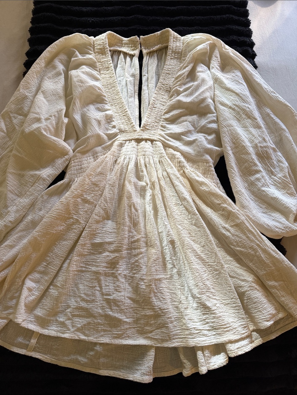 Free People Cream Long Sleeve Mini Dress